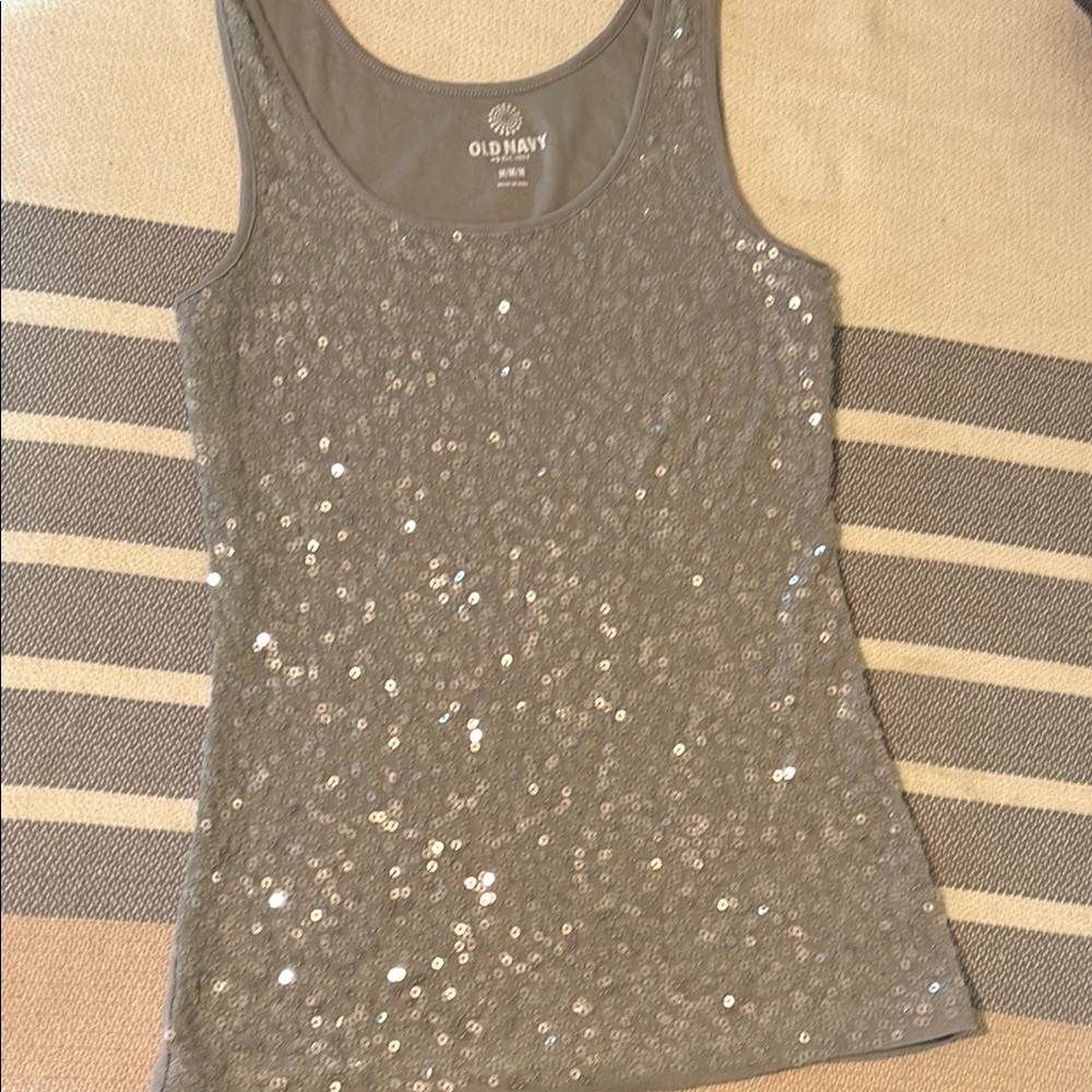 Old Navy Gray Sequin Tank Top
